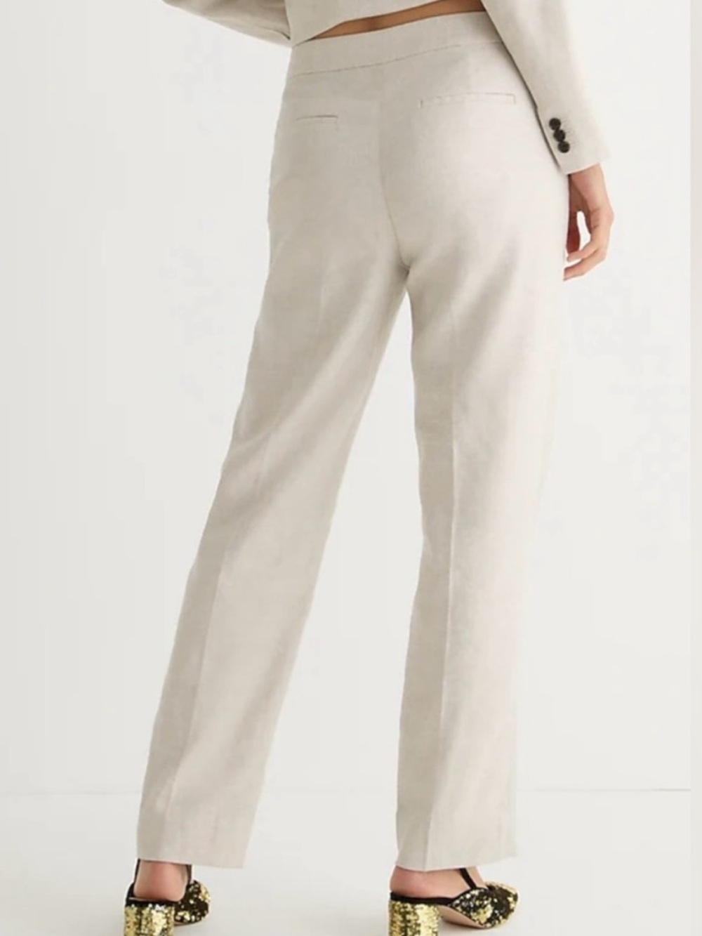 J.Crew Kate Straight Leg Pants Flax Ivory Stretch Linen Beige Workwear Office 12
